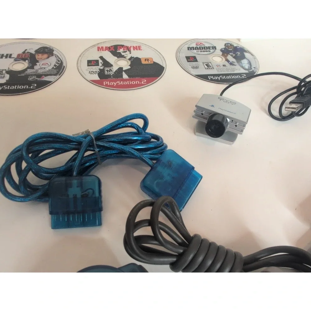 Sony PlayStation 2 PS2 Slim Black Console Bundle Controller Cables Games Tested